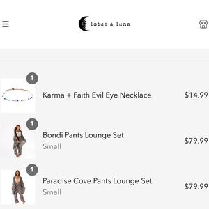 I have two lotus &Luna lounge sets both size small pants